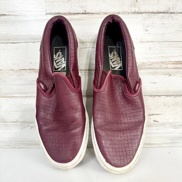 Vans Women Burgundy Vans Off The Wall Slip On Sneakers Shoes Size 8 - Picture 3 of 5